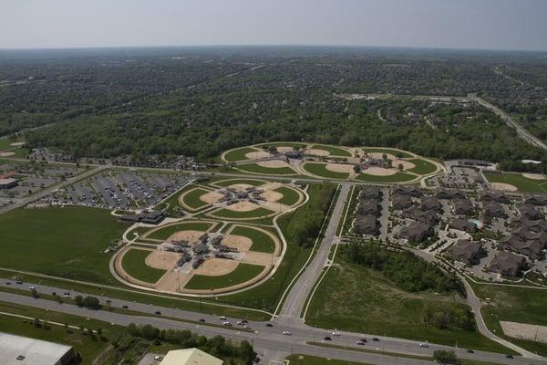 24 irrigated fields with playgrounds, climbing rocks, and shelters