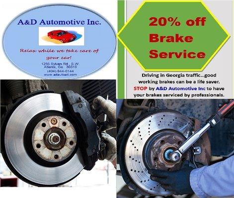 20% OFF Brake Service