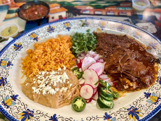 Borrego (lamb), arroz y frijoles