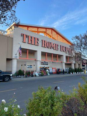 The front of Home Depot do you have a selection of Christmas trees in to the right do you have soil in the gardening area of the nursery.