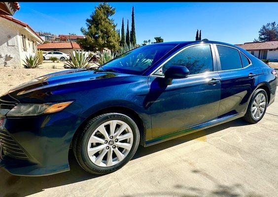 BEFORE: You can see the difference in coloring from the front and rear doors. (There is also significant sand damage not visible in photo).