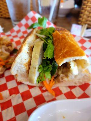 Steamed pork roll (cha lua) banh mi