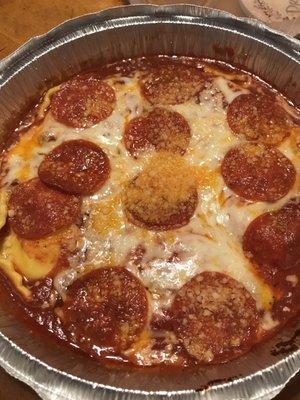 Cheese ravioli with pepperoni