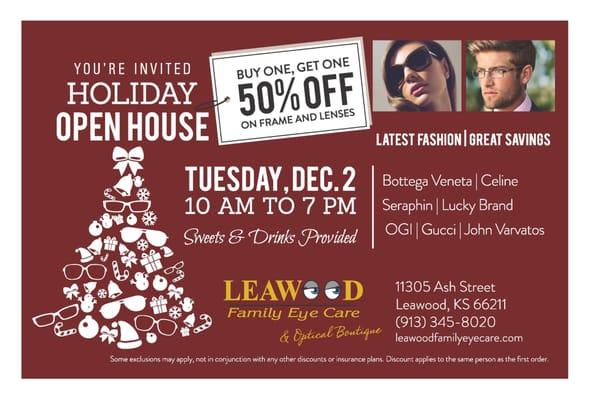 You are invited to our Holiday Open House!!! Tuesday, December 2nd.