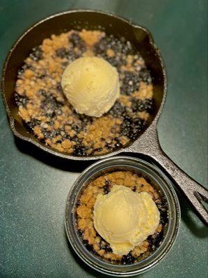 House made blueberry crisp with Cascade Glacier vanilla ice cream