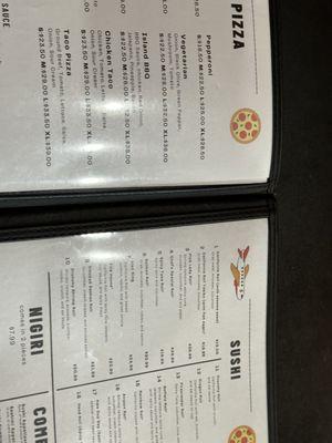 Airport Pizza has a very vast menu!