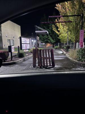 They are at it again blocking off the drive thru.