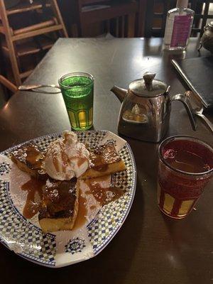 Bread pudding and mint tea