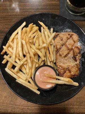 Grilled Salmon and French Fries