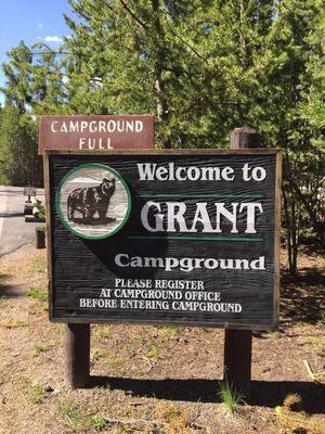 The Grant Campground Welcome sign!