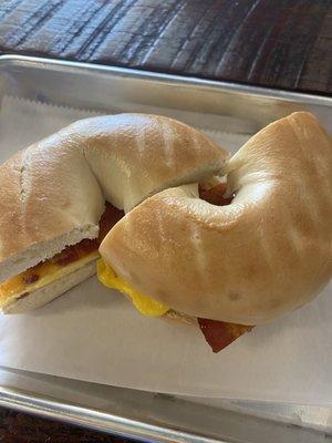 Bacon, egg, and cheese breakfast bagel