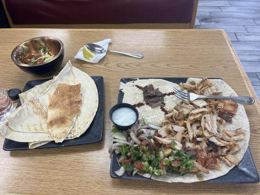 Chicken plate Hummus and Bread