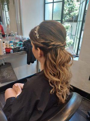 My wedding hair for my beach wedding.  Minnie is a master stylist!