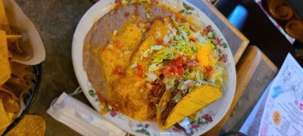 Combo taco and enchilada