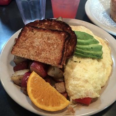 I got a avocado and tomato omelet and it came with toast and these house potatoes with herbs--all so fresh and delicious!