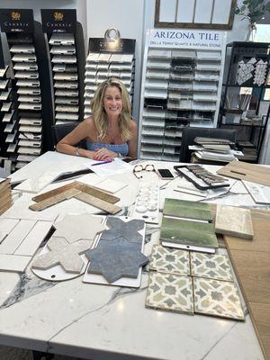 Nichole helping layout our vision in her showroom.