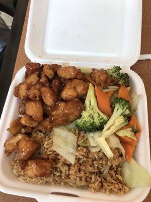 Orange chicken (veggies and rice side)