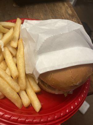 Burger and fries