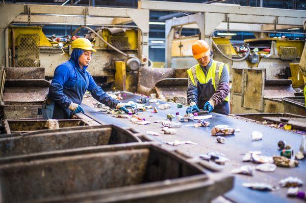 Sorting of recyclables at the WPWMA's Materials Recovery Facility (MRF)