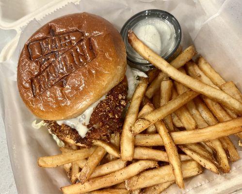 Chicken crunch - similar to the one at BSG. Love the slight sweetness of the Cap n' Crunch coating. Chose fresh cut over waffle fries.