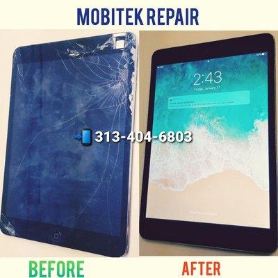 Ipad screen replacement. Before and after replacement.