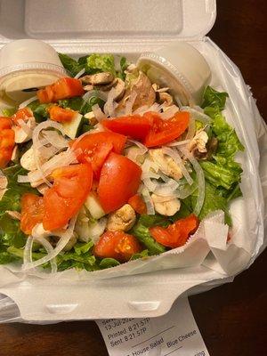 House salad with Blue Cheese dressing