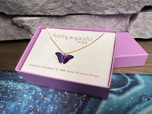 Butterflies for everyone  Holly Yashi childs butterfly necklace.