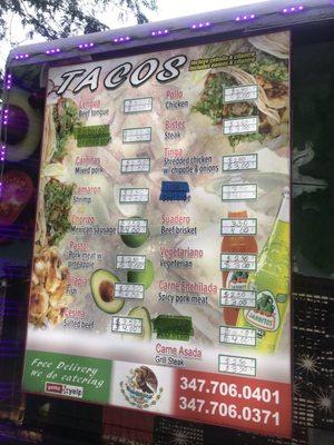 Taco menu!