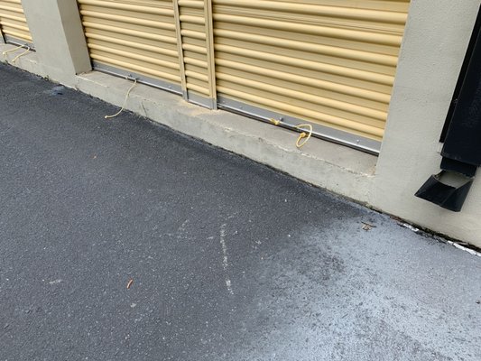 The 6 inch curb height of the second storage unit assigned to me that I couldn't use because I was storing a motorcycle.