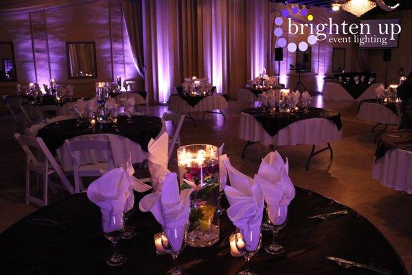 Beautiful purple uplighting at the Uptown Ballroom. Uplighting by Brighten Up Event Lighting www.brightenuplighting.com