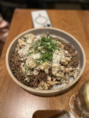 Roasted cauliflower and chickpea bowl