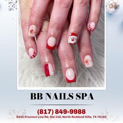 Capture the spirit of Santa Claus with our festive nail design!