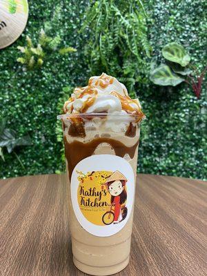 Caramel Iced Coffee Blended with Caramel Drizzle and Whipped Cream