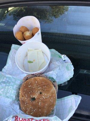 Mozzarella sticks, Swiss cheese roast beef classic