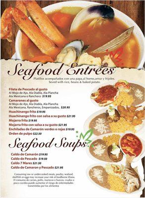 Seafood plates and seafood soups (Official Menu)