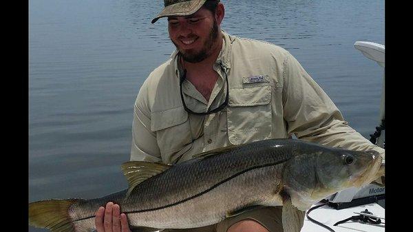 Capt Drew Underwood of chumcrazycharters.com with a beautiful 42in snook caught in Fort Myers FL