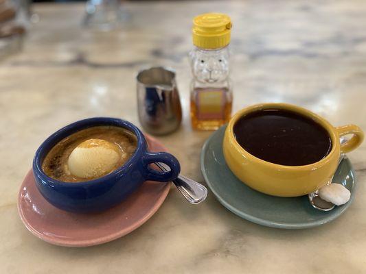 Affogato (left), Americano (right)