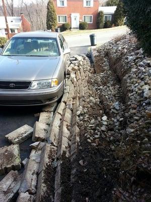 Customer called when the wall fell over during the Winter season.