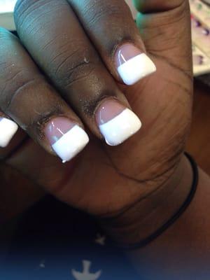 This is what was considered to be "good gel French nails" cost me $40 with a terrible finish. Not worth the price at all