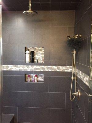 Shower tile with dual inset