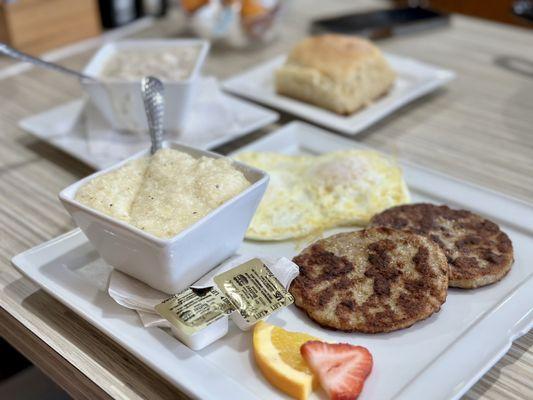 Classic Breakfast (sausage, cheesy grits & biscuit)