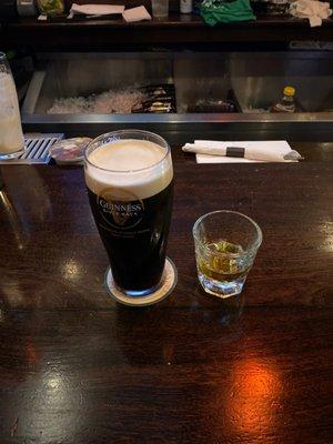 Guinness and a shot of Jameson.