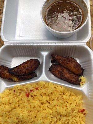 Vegetarian Platter. Yellow rice, beans and plantains.