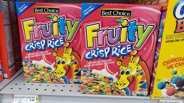 Fruity giraffe cereal.