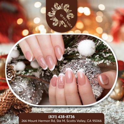 Embrace the elegance of the season with stunning white holiday nails!  
Our snowy-inspired designs will add a touch of sophistication