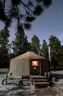 yurt and stars