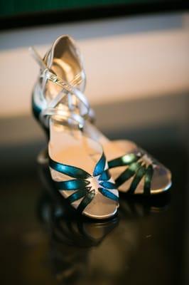 Epic Teal-and-Silver shoes that Lani custom-designed for my wedding!  One-of-kind, and GORGEOUS!