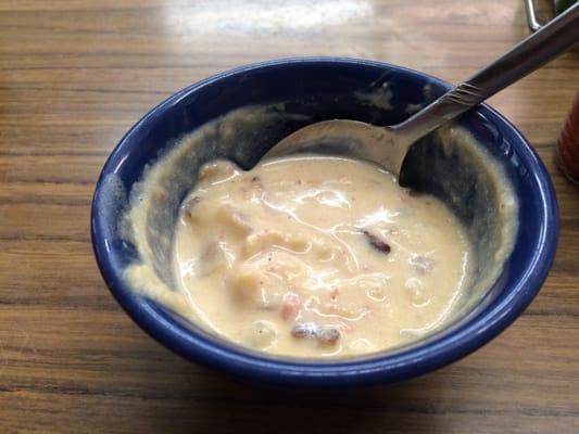 Half eaten cup of loaded backed potato soup! So good!