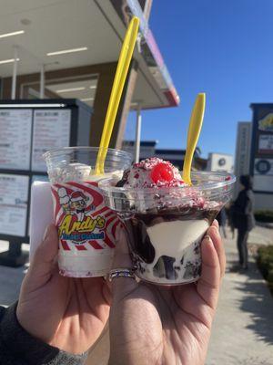 santa brownie sundae and concrete