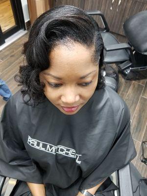 Silk press on natural hair